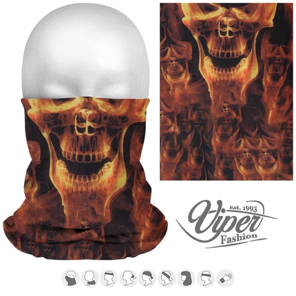 [MF-285] MF-285 Multifunktionstuch - 9 in 1 - Multifunktionstücher Totenkopf schwarz, orange