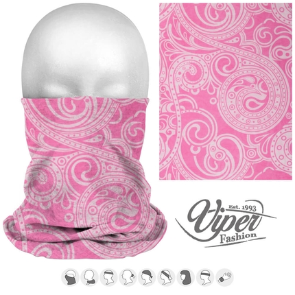 [MF-288] MF-288 Multifunktionstuch - 9 in 1 - Multifunktionstücher Paisley Muster rosa, weiss