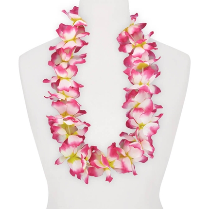 [HKM-18] HKm-18 Hawaii Blumenkette MAXI gelb weiß rosa Länge: ca. 100 cm