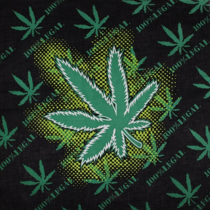 BA-131 Bandana Kopftuch Halstuch Design: Hanfblatt Farbe: schwarz