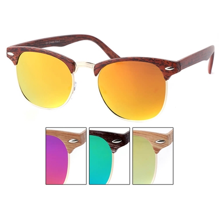 V-1332 VIPER Damen und Herren Sonnenbrille Vintage Retro Rahmen in Holzoptik, Applikation am Rahmen