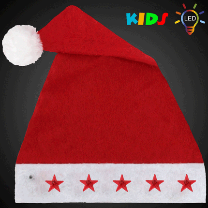 [WM-14] WM-14 Weihnachtsmütze Nikolausmütze aus Plüsch mit 5 Leuchtsternen für Kinder
