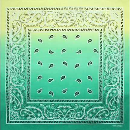 [BA-230] BA-230 Bandana Kopftuch Halstuch Paisley Design Farbverlauf gelb grün blau