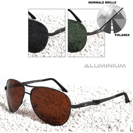 [PAL-003] PAL-003 POLAREX Sonnenbrille Pilotenbrille polarisiert Aluminium Rahmen extra leicht grau