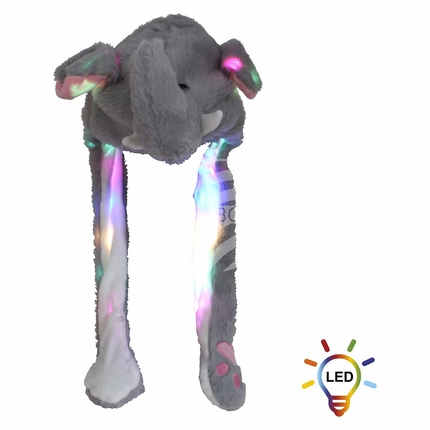 [SM-486] SM-486 LED Wackelohr Mütze Elefant grau weiß ca. 60 cm x 20 cm