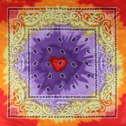 [BA-265] BA-265 Bandana Kopftuch Halstuch rot orange gelb violett Paisley Blüten floral ca. 54 x 54 cm
