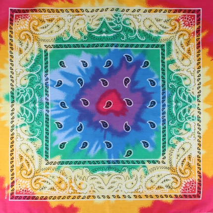 BA-267 Bandana Kopftuch Halstuch rot orange grün blau Paisley Blüten floral ca. 54 x 54 cm