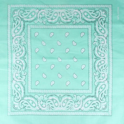 BA-272 Bandana Kopftuch Halstuch hellgrün mint Paisley Quadrate ca. 54 x 54 cm