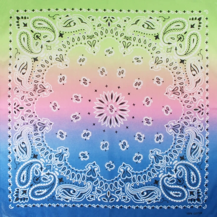 [BA-277] BA-277 Bandana Kopftuch Halstuch Paisley Farbverlauf blau rosa grün ca. 54 x 54 cm