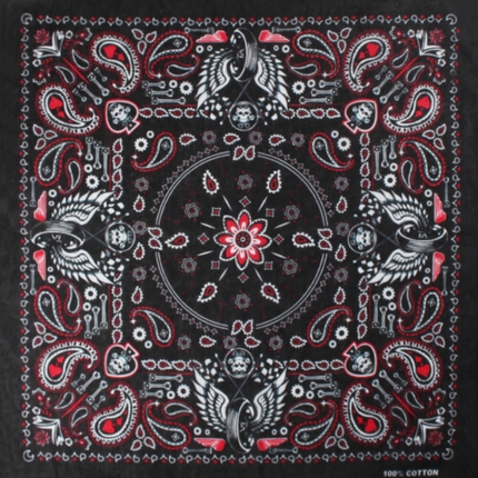 [BA-297] BA-297 Bandana Kopftuch Halstuch Paisley schwarz rot grau/weiss ca. 54 x 54 cm