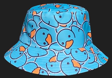 SOH-068 Bucket Hat Wendehut Fischerhut Anglerhut Motiv: Ente türkis