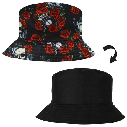 SOH-004 Bucket Hat Wendehut Fischerhut Anglerhut Motiv: Totenkopf