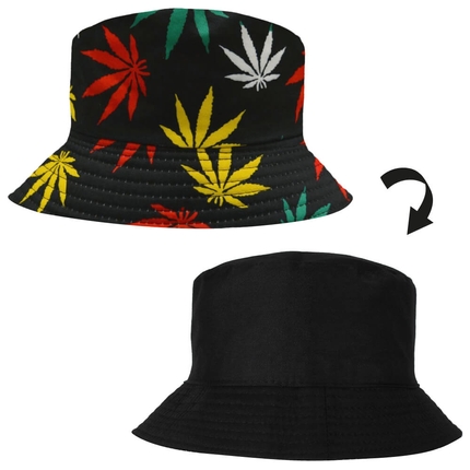 SOH-006 Bucket Hat Wendehut Fischerhut Anglerhut Motiv: Hanf