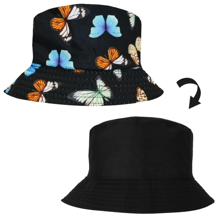 [SOH-009] SOH-009 Bucket Hat Wendehut Fischerhut Anglerhut Motiv: Schmetterlinge