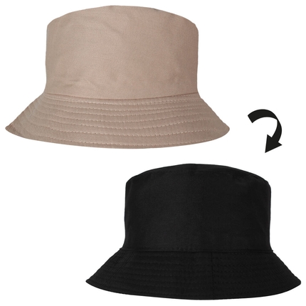 [SOH-021e] SOH-021e Bucket Hat Wendehut Fischerhut Anglerhut Motiv: Uni dunkel beige