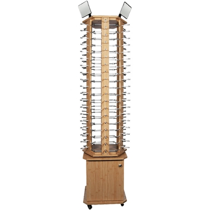 [D-25] D-25 POS Display Ständer Anzahl Halter: 120 Brillenhalter mit Aufbewahrungsschrank im Sockel und 3 Spiegeln auf Rollen Größe: ca. 184 cm x 50 cm