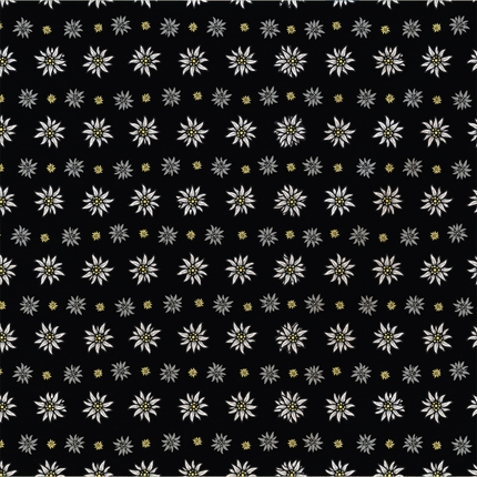 [BA-313] BA-313 Bandana Kopftuch Halstuch Design: Edelweiss schwarz weiss gelb grau