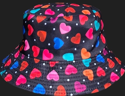 SOH-062 Bucket Hat Wendehut Fischerhut Anglerhut Motiv: Herz