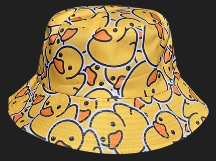 [SOH-070] SOH-070 Bucket Hat Wendehut Fischerhut Anglerhut Motiv: Ente gelb