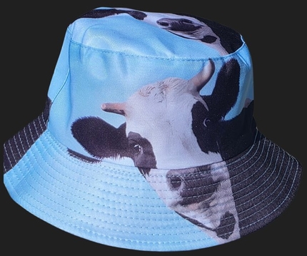 [SOH-076] SOH-076 Bucket Hat Wendehut Fischerhut Anglerhut Motiv: Kuh blau