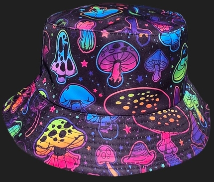 [SOH-057] SOH-057 Bucket Hat Wendehut Fischerhut Anglerhut Motiv: Pilze, Mushrooms, groß