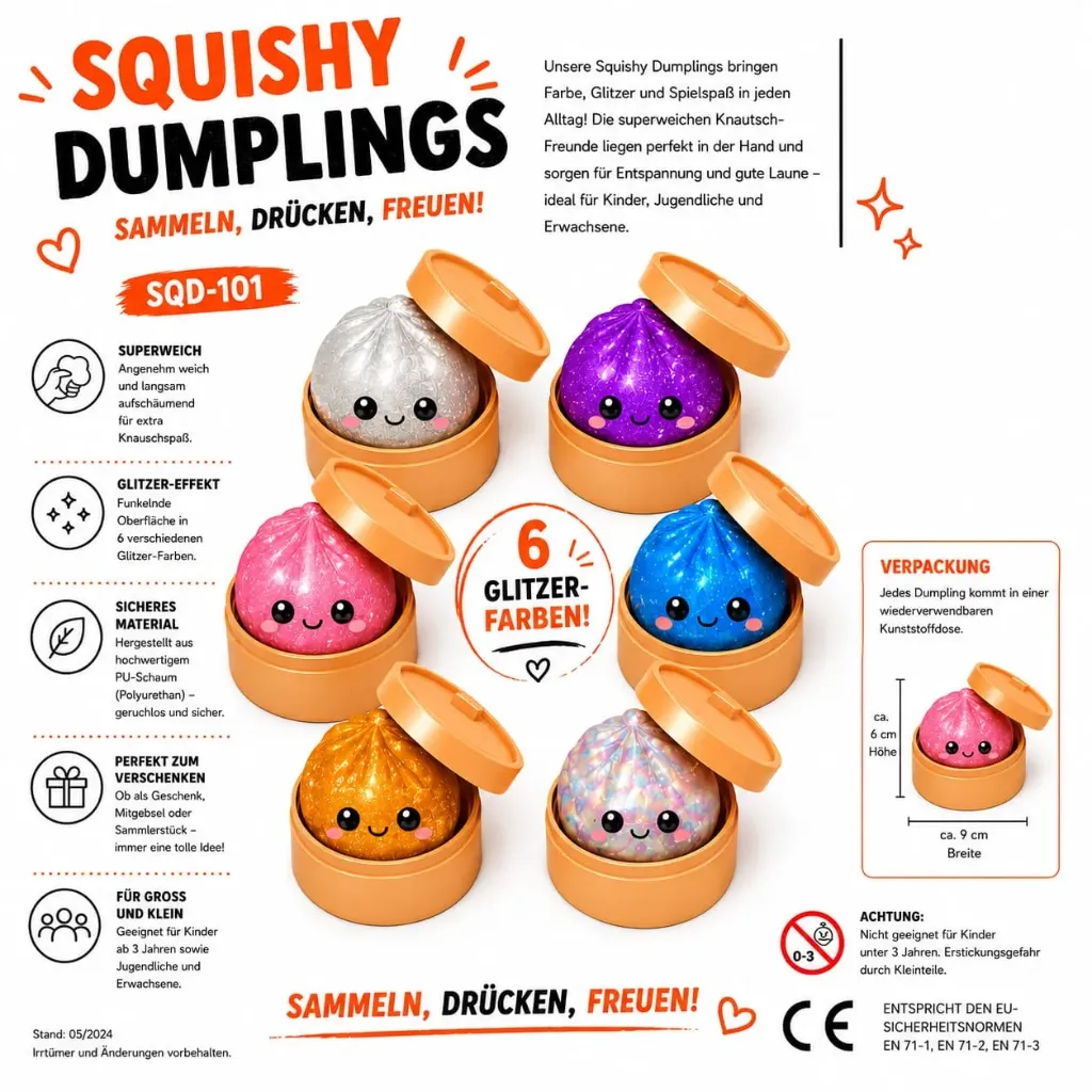 [SQD-101] Squishy glitzer Dumpling sortiert