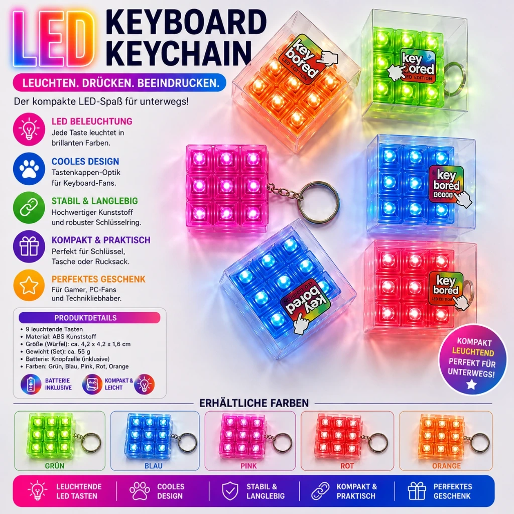 [SA-1004] LED Schlüsselanhänger Tastatur bunt mit Licht