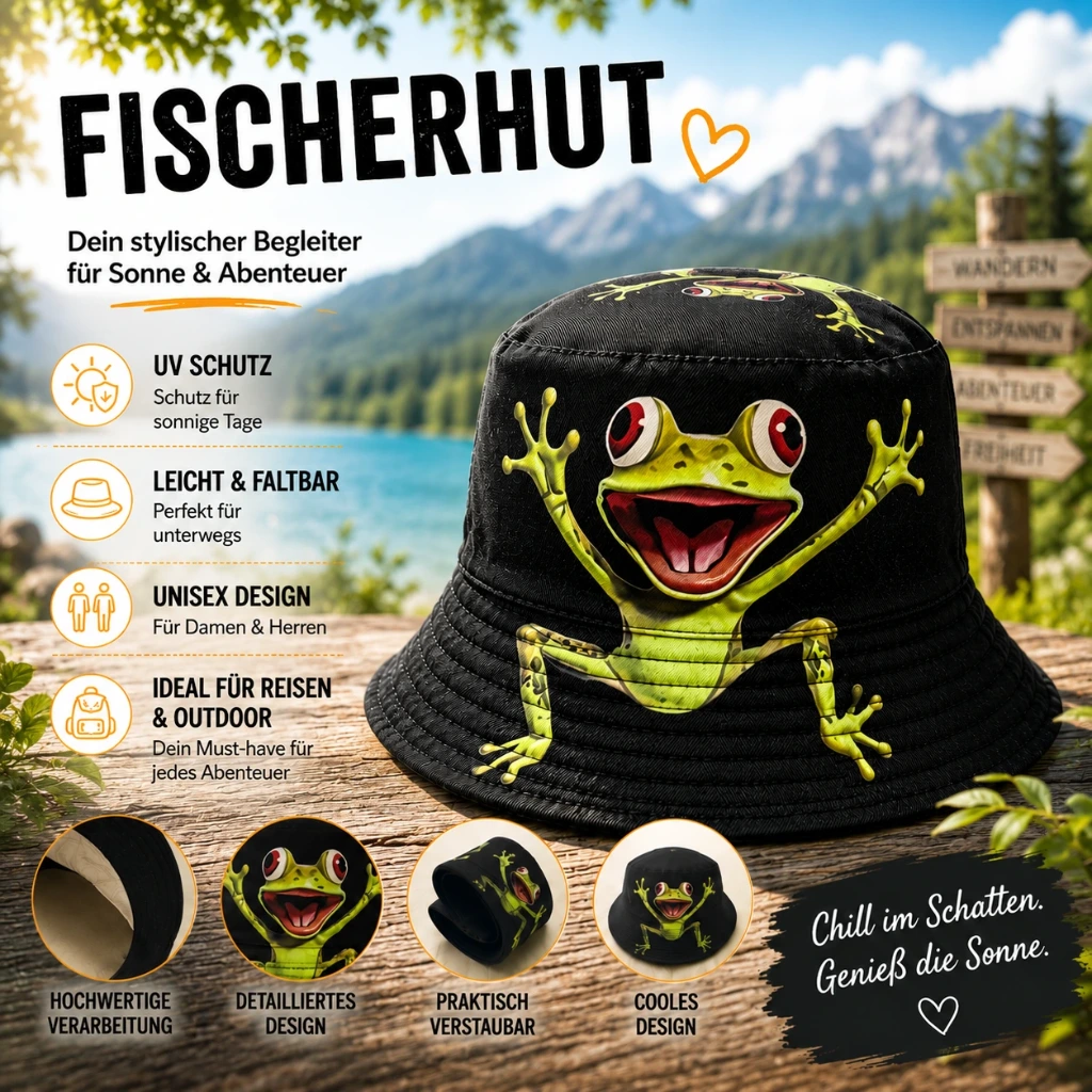 SOH-421 Bucket Hat Wendehut Fischerhut Anglerhut Motiv: Bierkrug