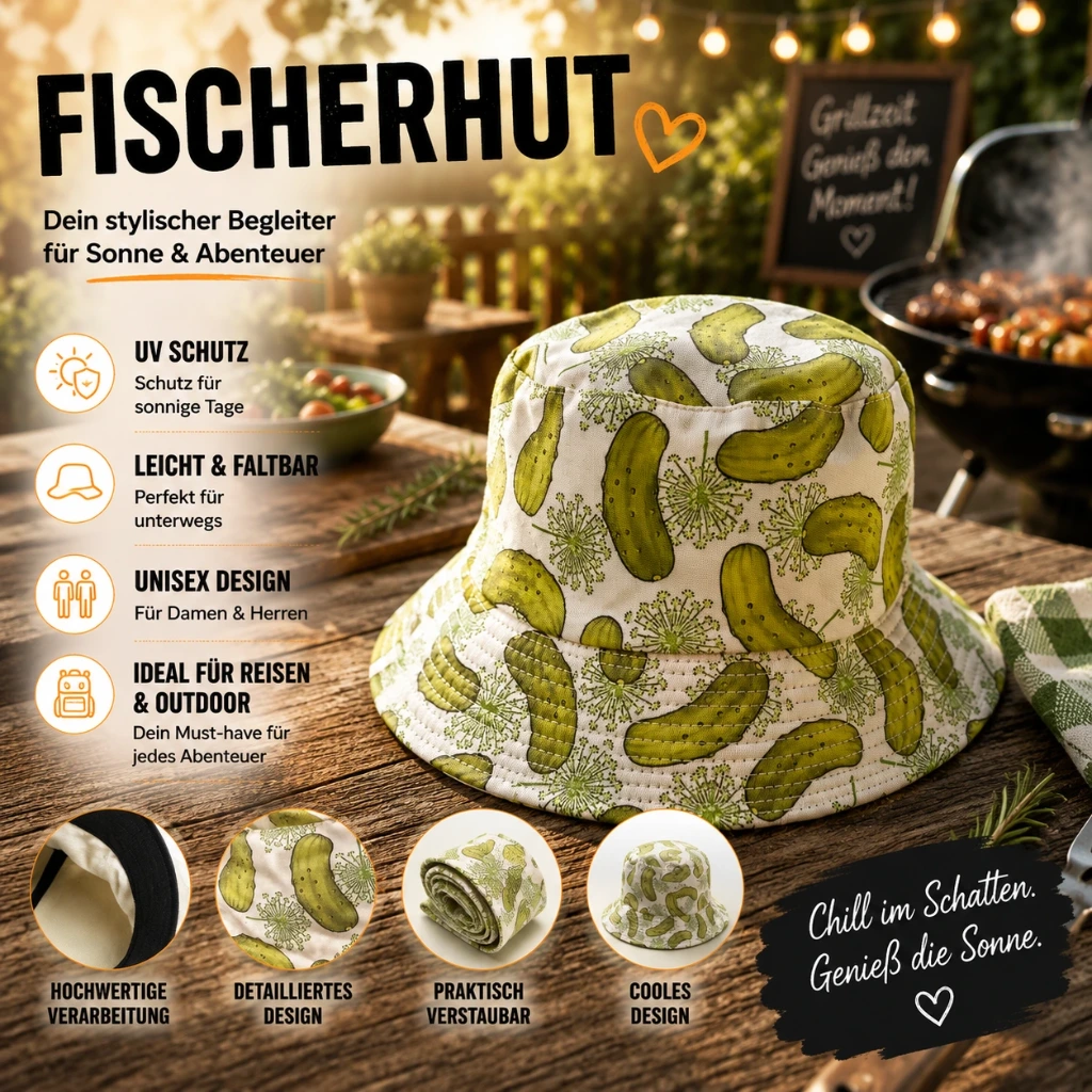 [SOH-424] SOH-424 Bucket Hat Wendehut Fischerhut Anglerhut Motiv: Gurken