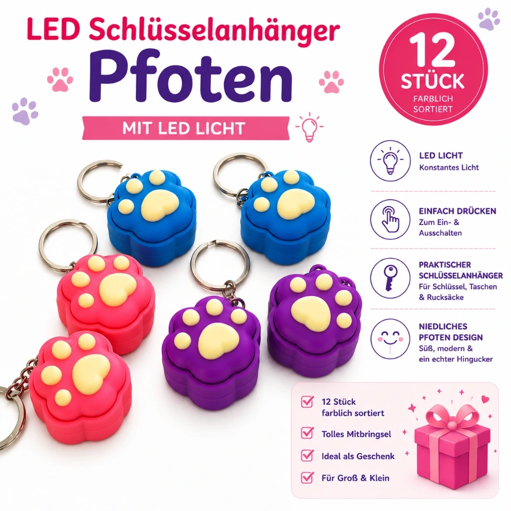 [SA-1007] LED Schlüsselanhänger Pfoten