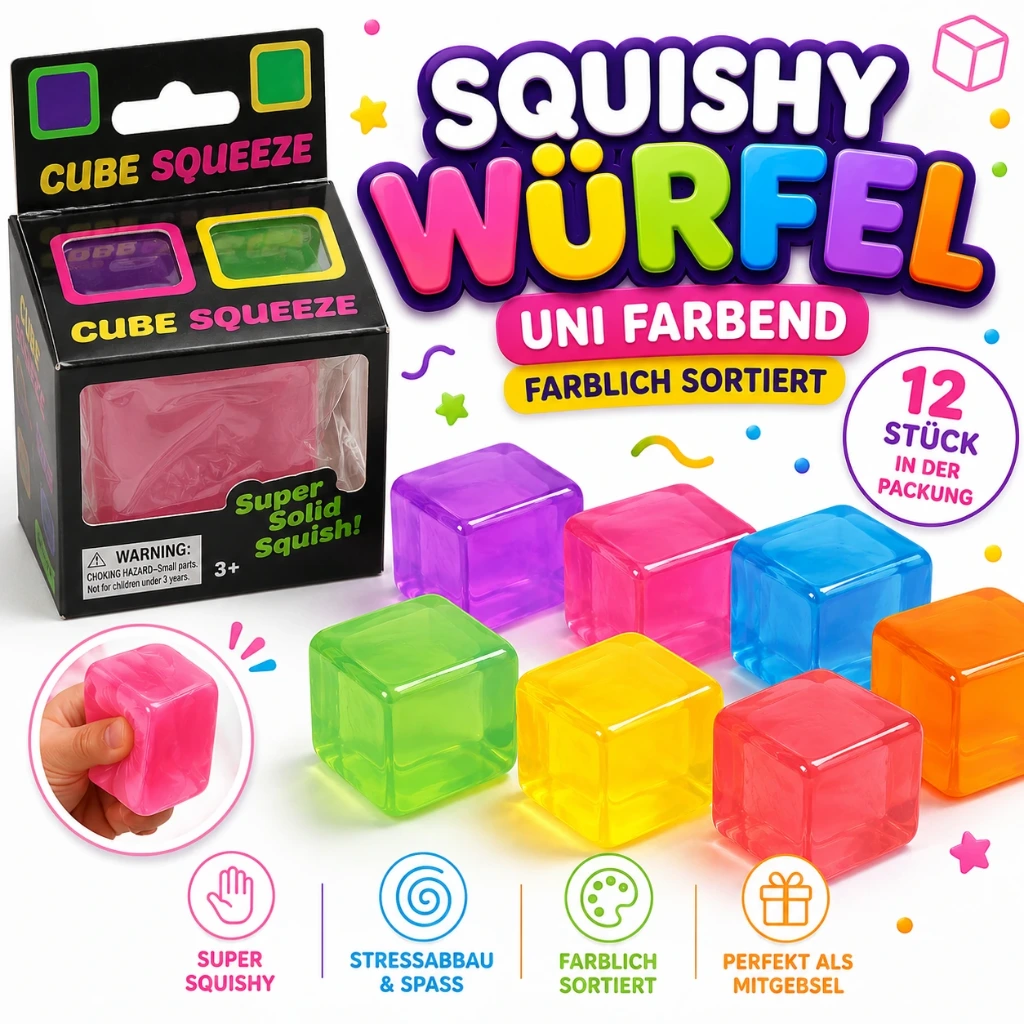 [SQD-131] SQD-131 Squishy Würfel bunt uni