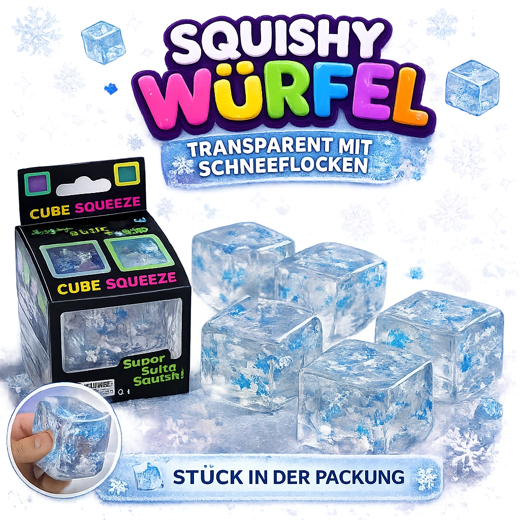 [SQD-132] SQD-132 Squishy Würfel transparent Schneeflocken