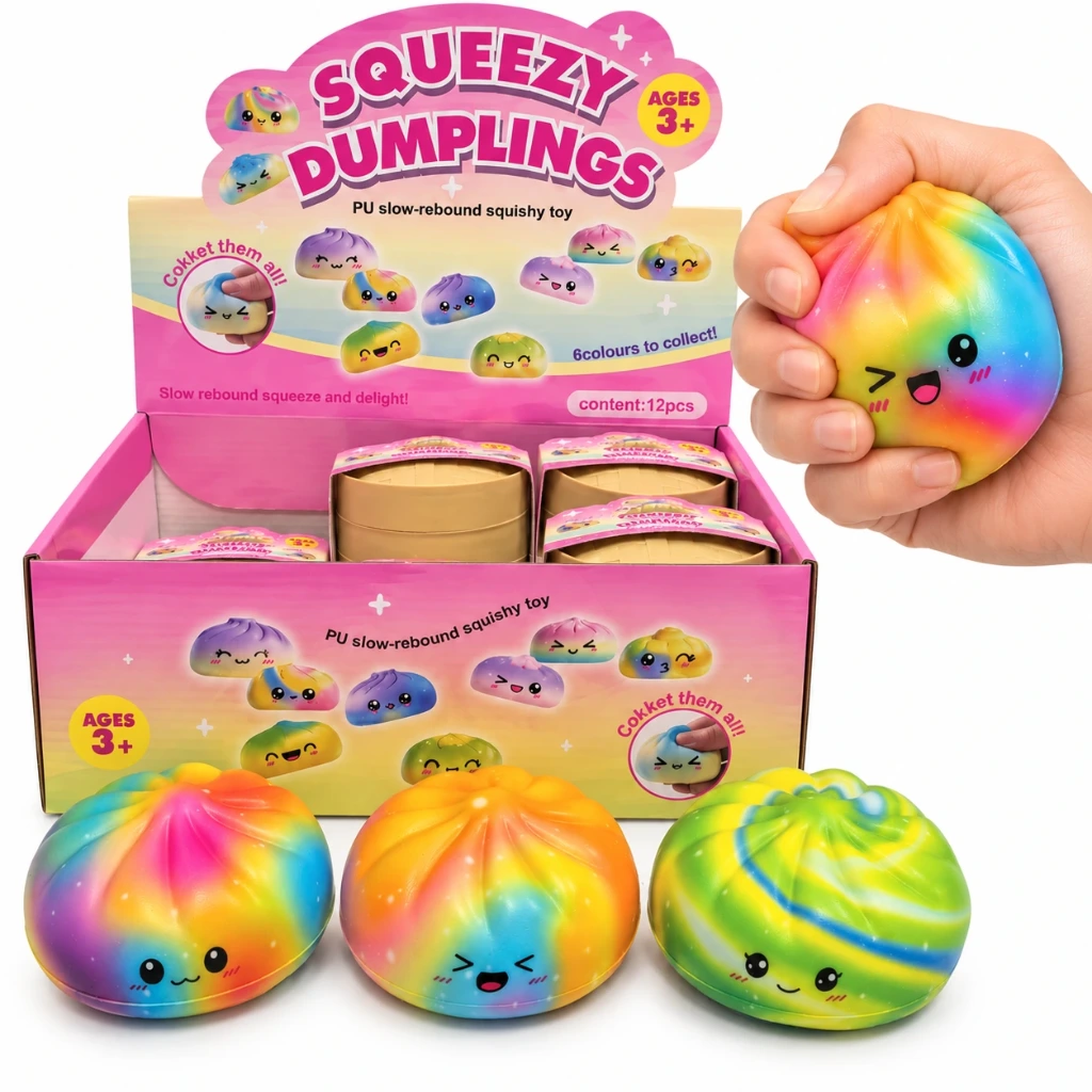 [SQD-142] SQD-142 Dumpling Squishy – 12 Stück mit Farbverlauf & verschiedenen Gesichtern