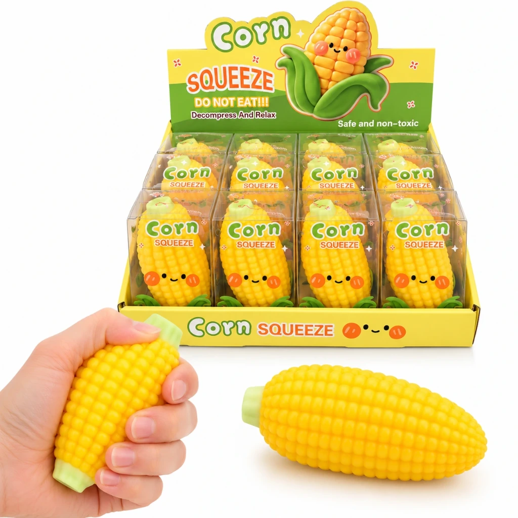 [SQD-151] Corn Squishy – Mais Anti-Stress-Spielzeug mit Crunchy-Füllung & Kokosöl | 12er Display