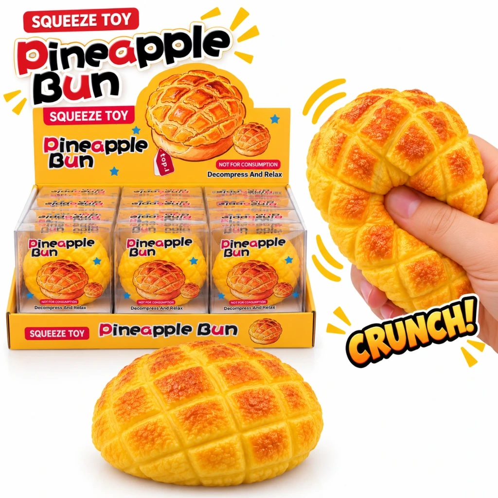 [SQD-153] SQD-153 Pineapple Bun Squishy – Crunchy Squeeze Toy mit Sound – Anti-Stress Quetschspielzeug