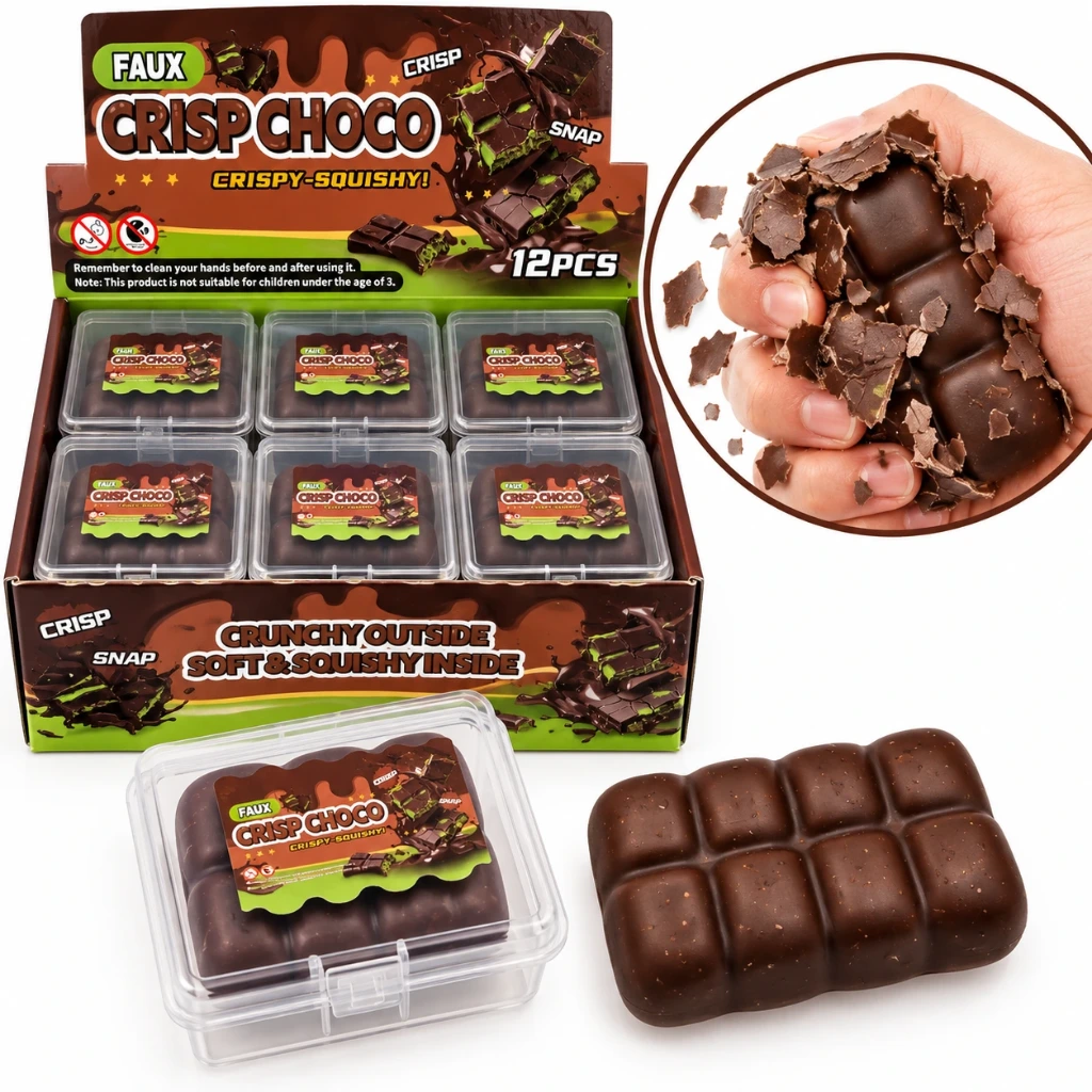 [SQD-171] SQD-171 Schokoladen Squishy – Crunchy außen & weich innen – Braun – 12 Stück im Display