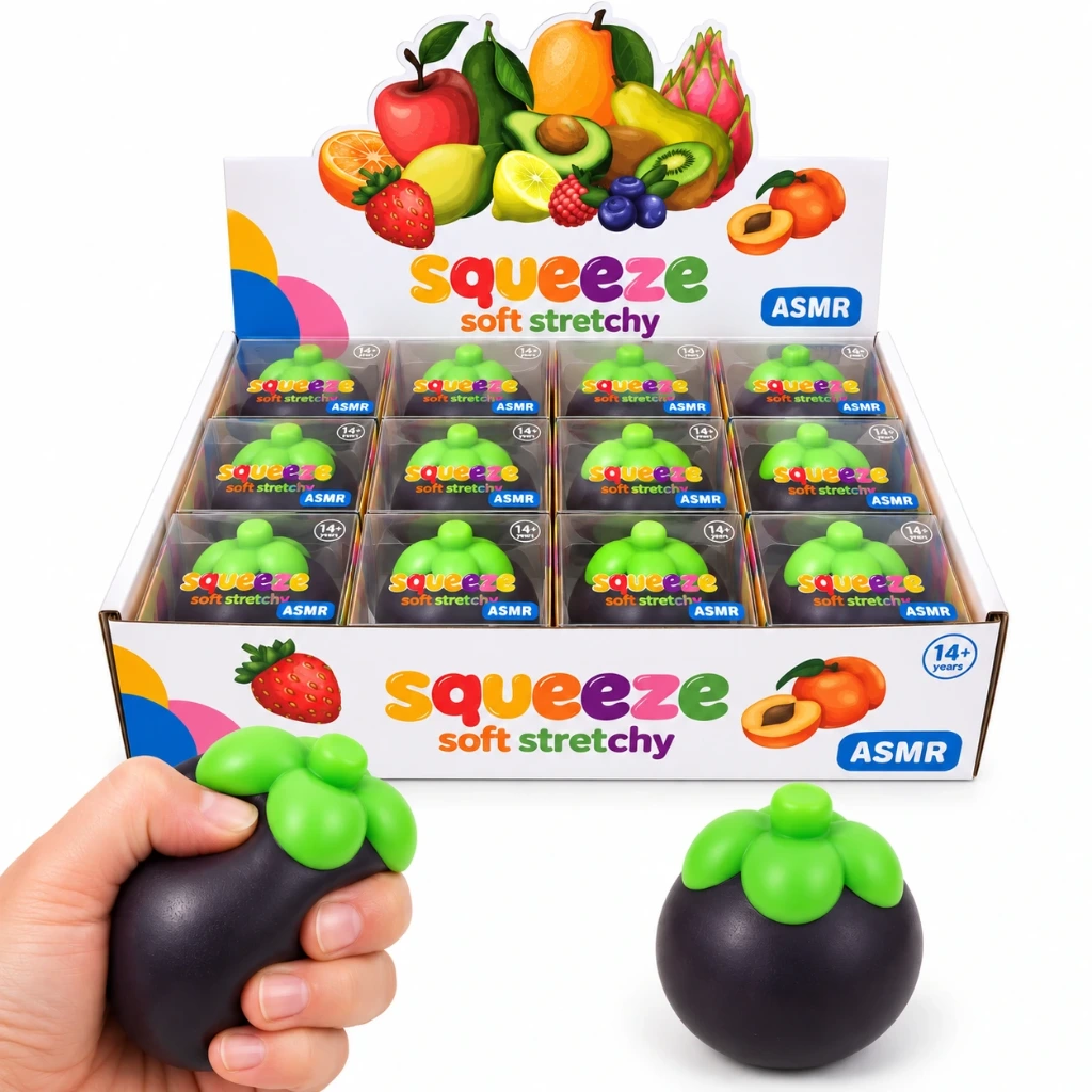 [SQD-186] SQD-186 Squishy Mangosteen mit Crunchy-Effekt – 12 Stück