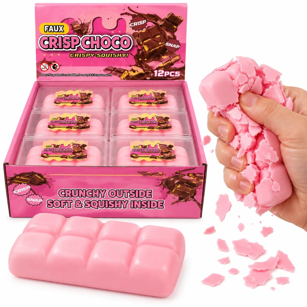 [SQD-172] SQD-172 Squishy Schokolade Pink – Crunchy außen & weich innen – 12 Stück im Display