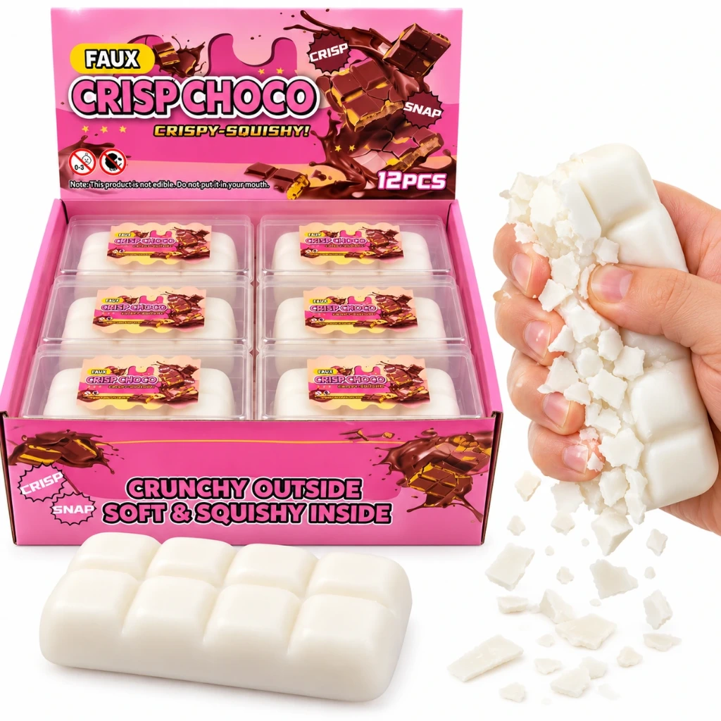 [SQD-173] SQD-173 Crunchy Schokoladen-Squishy Weiß – außen knackig, innen weich – 12 Stück im Display