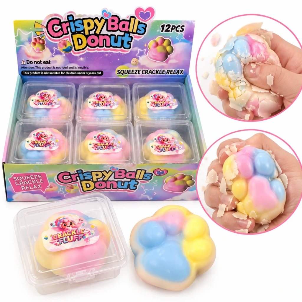 [SQD-198] SQD-198 Pfoten Squishy mit Crunchy-Effekt – weich innen – Farbverlauf – 12 Stück im Display