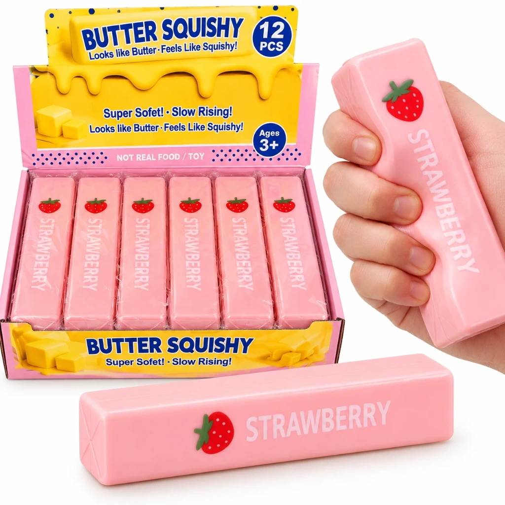 [SQD-160S] SQD-160S XXL Strawberry Butter Squishy – Memory-Schaum – Rosa – ca. 22 cm – 12er Display