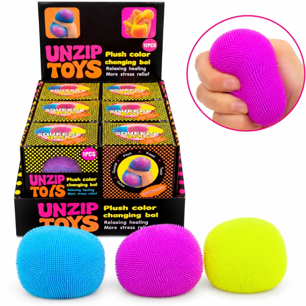[SQD-214] SQD-214 Squishy Massage Ball mit Vaseline-Füllung – 12 Stück im Display – farblich sortiert