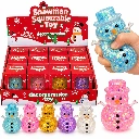 SQD-190 Snowman Squishy mit Glitzer – Schneemann Anti-Stress-Spielzeug – Farblich sortiert – 12 Stück im Display