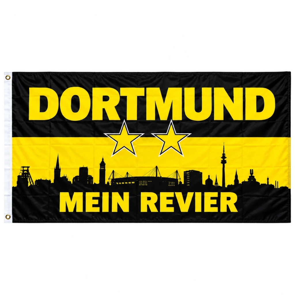 [FL-007] FL-007 Flagge Dortmund „Mein Revier“ – 150 × 90 cm – mit 2 Ösen – für Innen & Außen