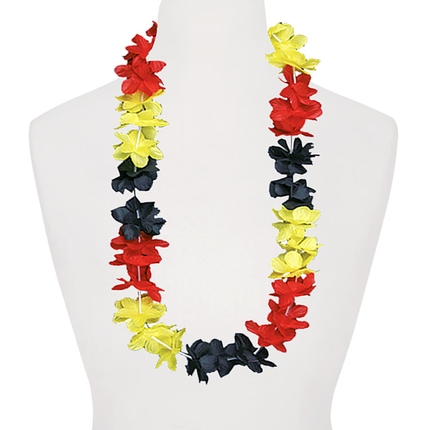 [HK-16A] HK-16a Hawaii Blumenkette classic schwarz rot gelb Länge: ca. 100 cm