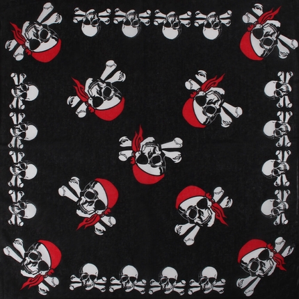[BA-179] BA-179 Bandana Kopftuch Halstuch Design: Totenköpfe mit Kopftuch Farbe: schwarz