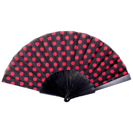 [FAE-11] FAE-11 Fächer Faltfächer Windfächer schwarz rot Punkte Länge ca. 23 cm, Spannweite ca. 43 cm