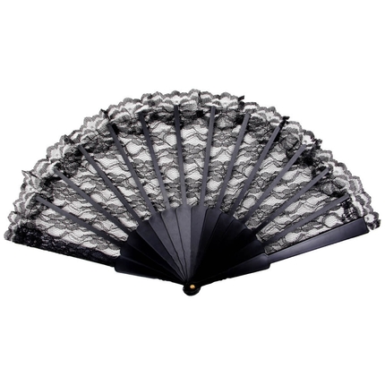 [FAE-17] FAE-17 Fächer Faltfächer Windfächer schwarz transparent Länge ca. 23 cm, Spannweite ca. 43 cm