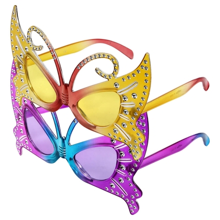 [F-003] F-003 Fun Party Brille Form: Schmetterling Farbe: grün / rot