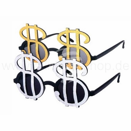 [F-004] F-004 Fun Party Brille Form: Dollarzeichen Farbe: silber/gold